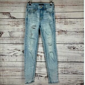 Aeropostale High Rise Curvy Jegging Womens Size 0 REG Light Wash Distressed Jean